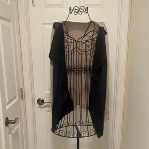 Black and Beige Open Front Cardigan